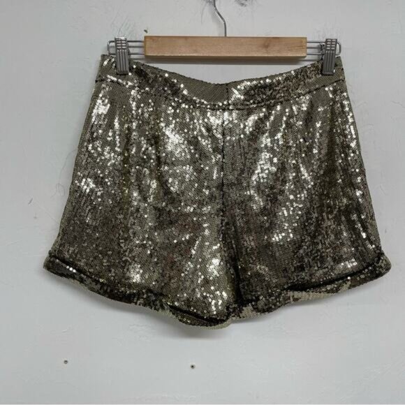 PJK Patterson J Kincaid Gold Sequin Shorts & Blazer Two Piece Set Womens Swifty - Picture 14 of 14